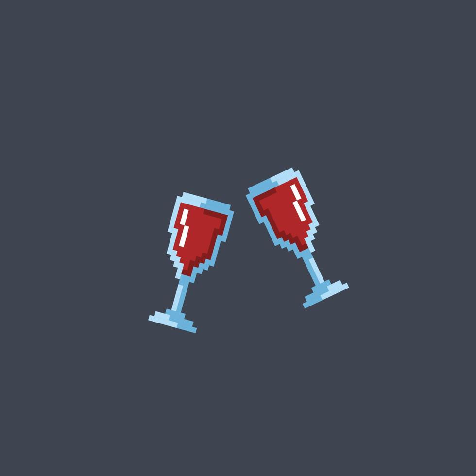 wine glasses in pixel art style vector