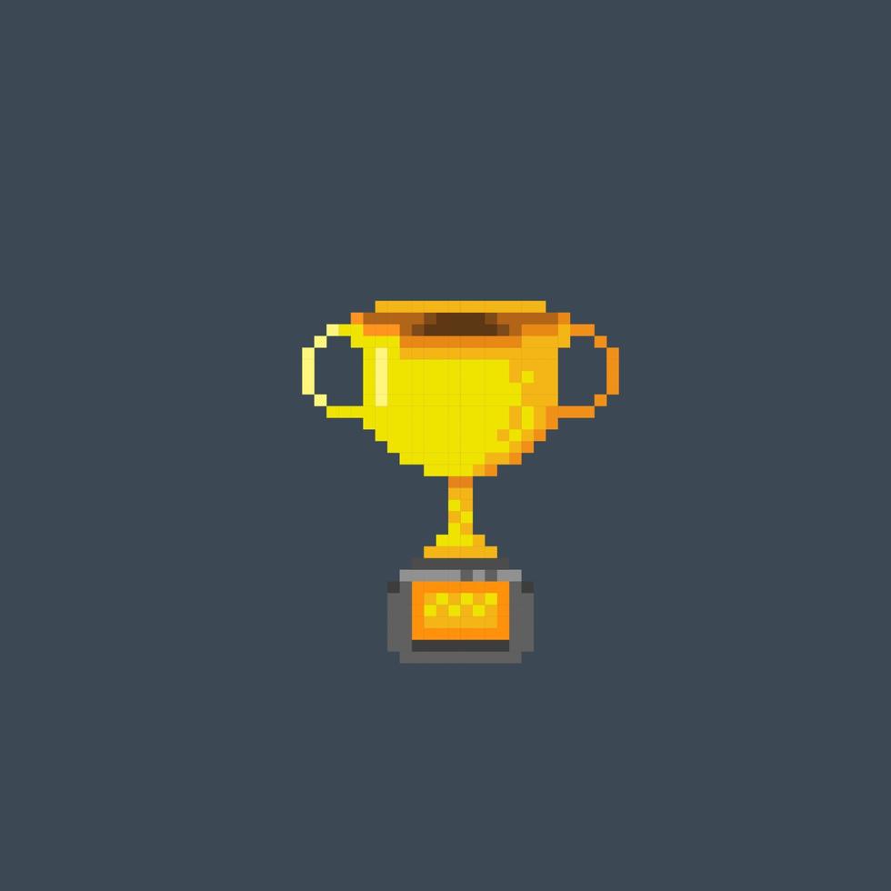 golden trophy in pixel art style vector