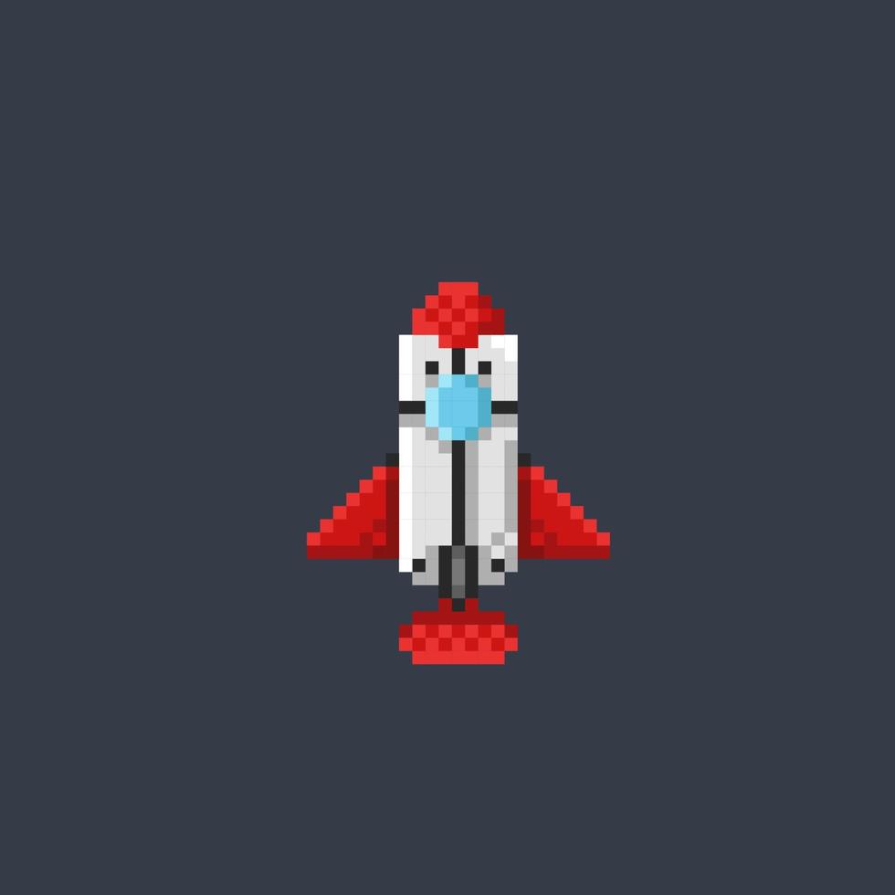 rocket in pixel art style vector