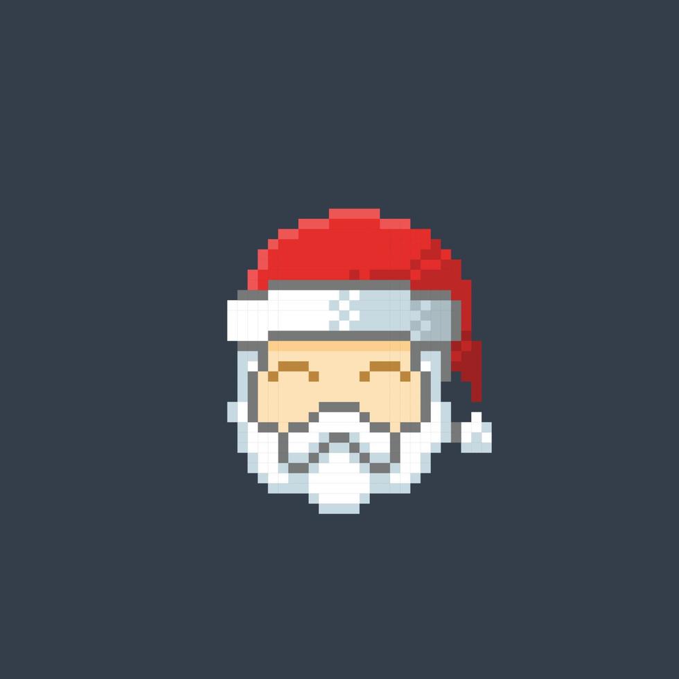 santa clause head in pixel art style vector