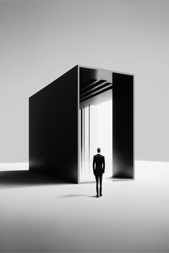 man standing in front of an open door. . photo