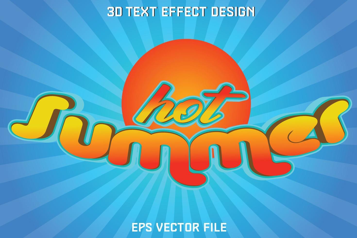 Hot Summer 3d text effect design vector
