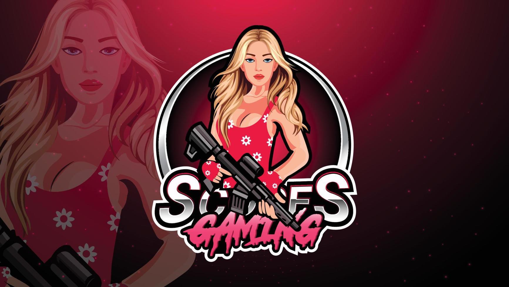 Gaming girl mascot esport logo design vector