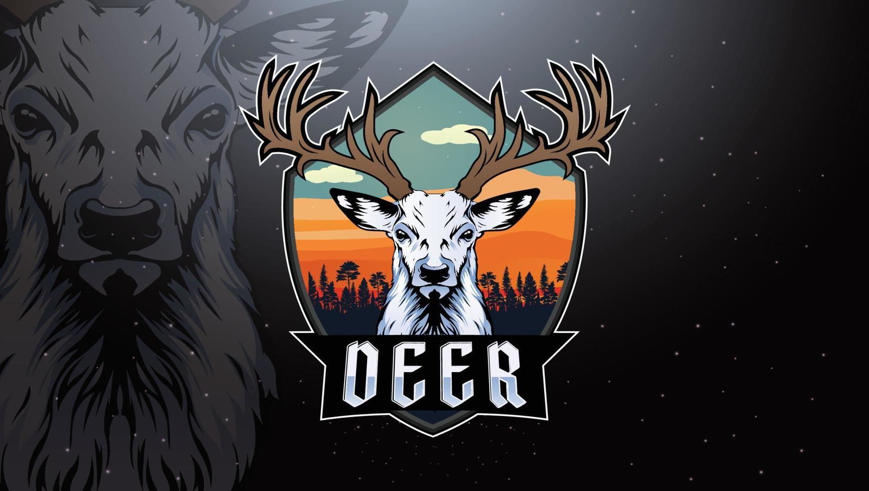 White deer horn mascot esport logo design vector