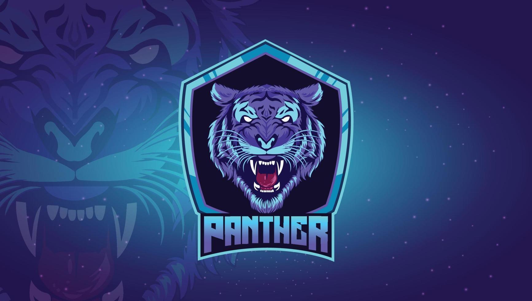 Illustration of a panther with angry face expression. vector