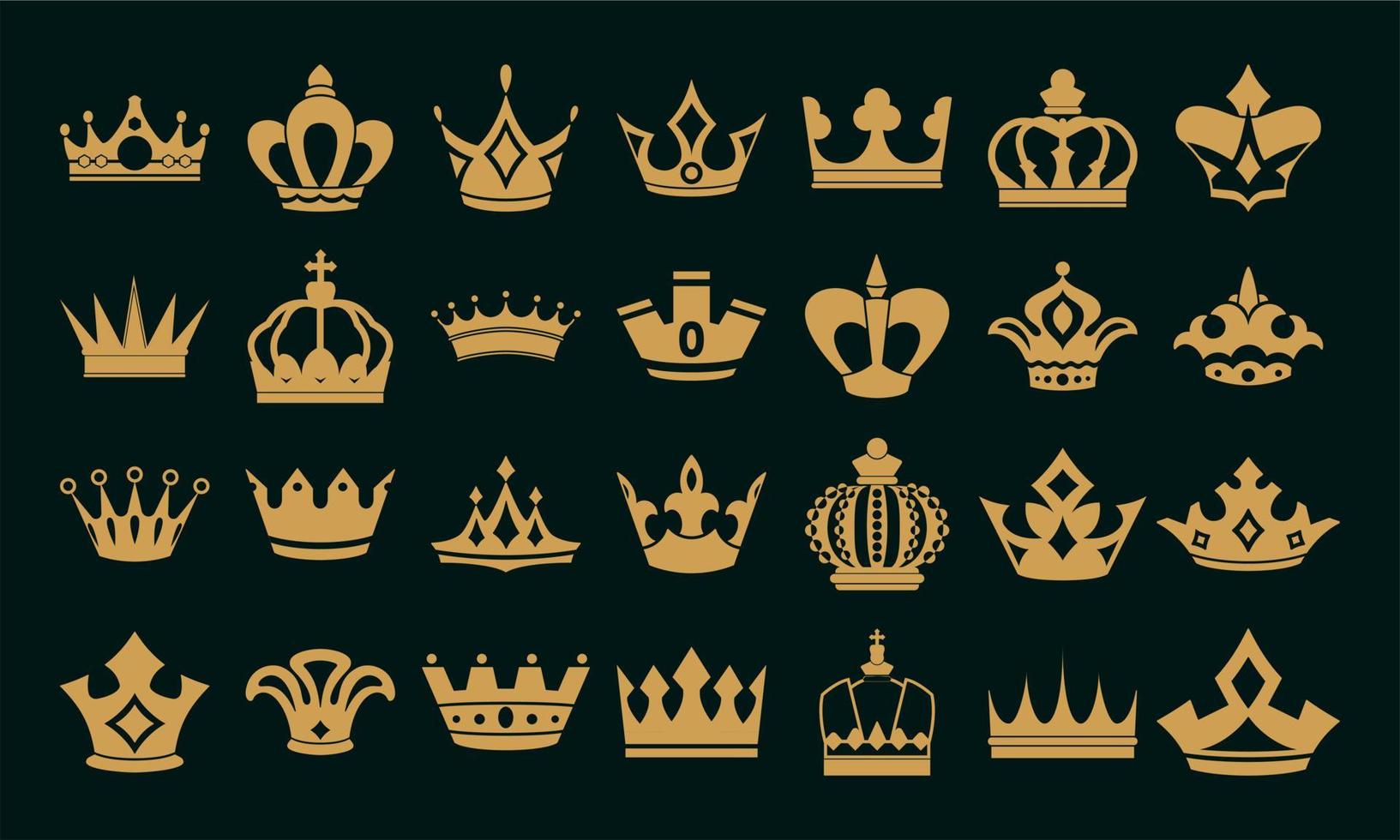 set of collection royal crown vector