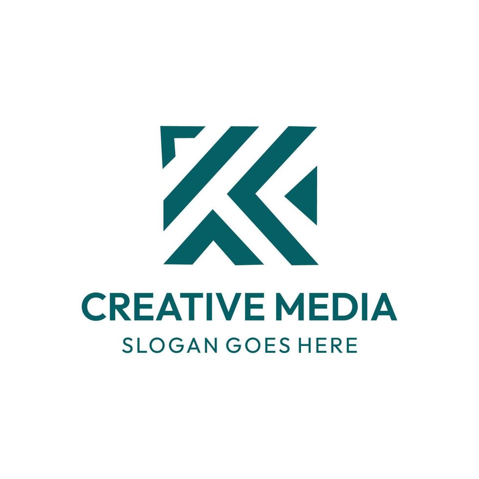 letter k media logo design vector