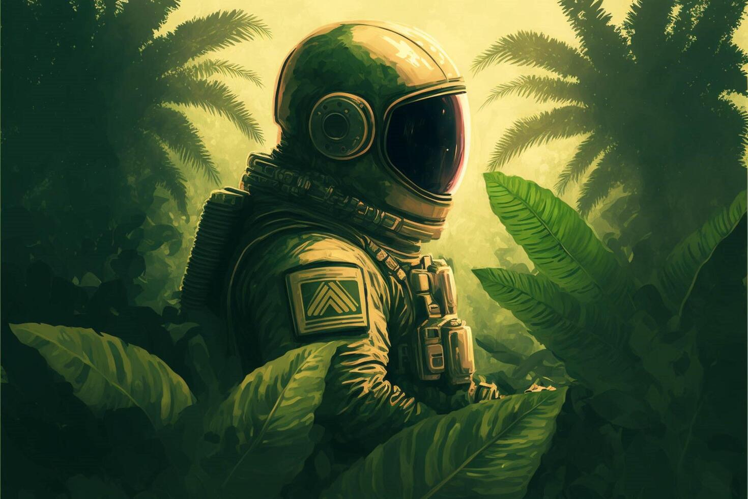 digital painting of a man in a space suit. . photo