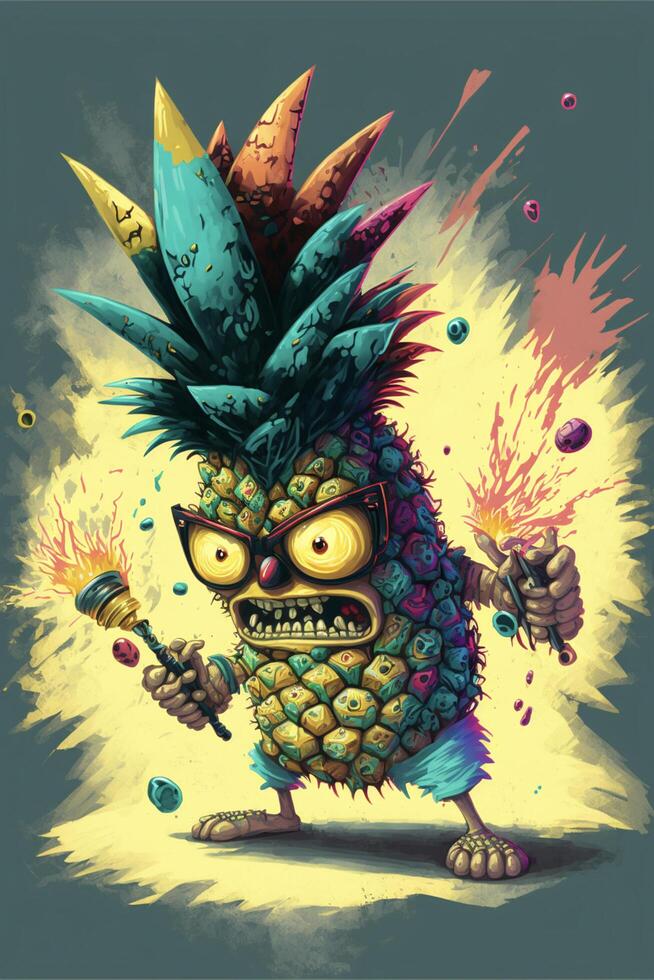 digital painting of a pineapple character. . photo
