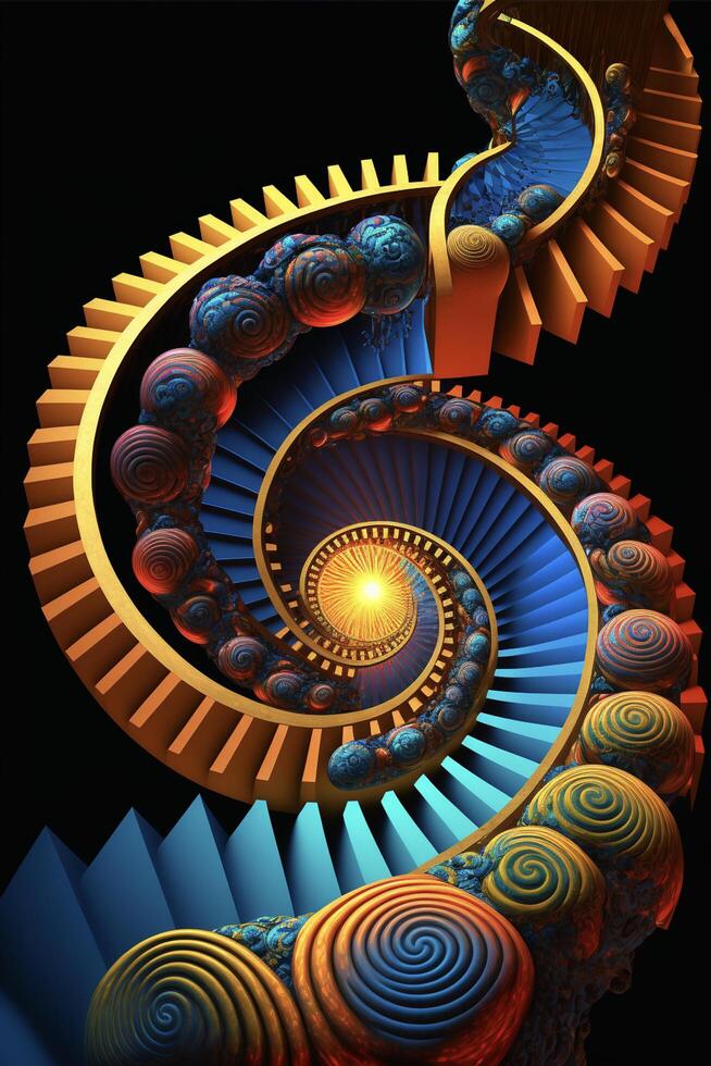 a computer generated image of a spiral staircase. . photo