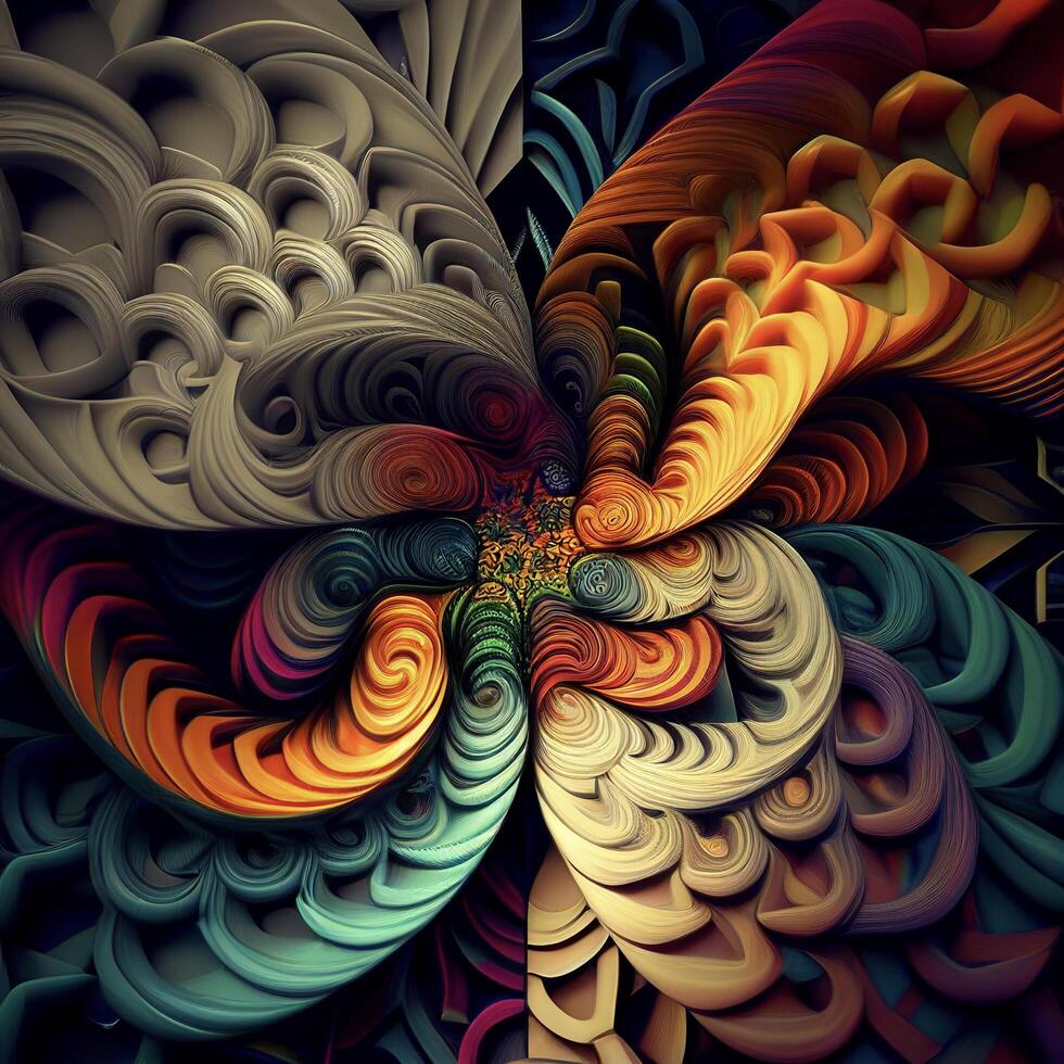 computer generated image of a multicolored flower. . photo