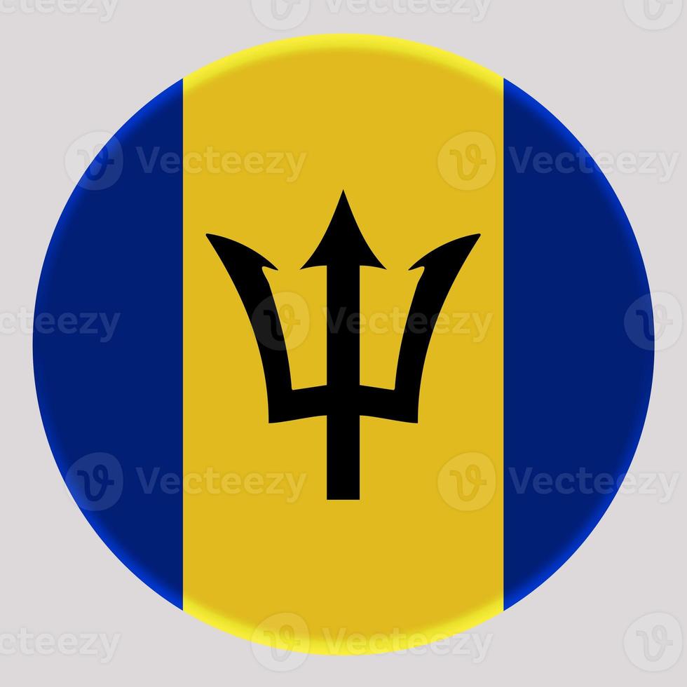 3D Flag of Barbados on circle photo