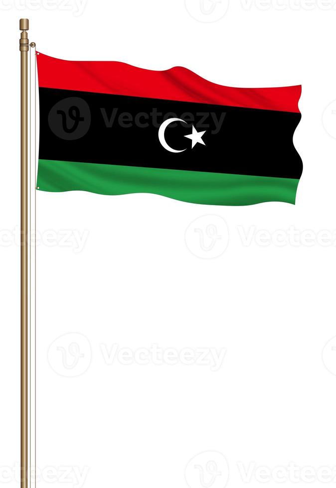 3D Flag of Libya on a pillar photo