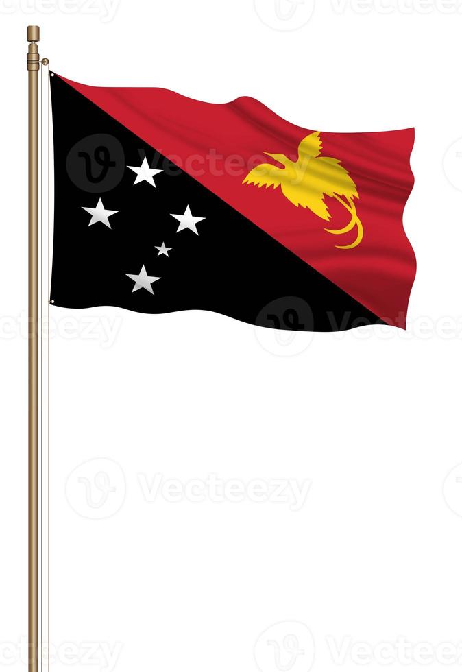 3D Flag of Papua New Guinea on a pillar photo
