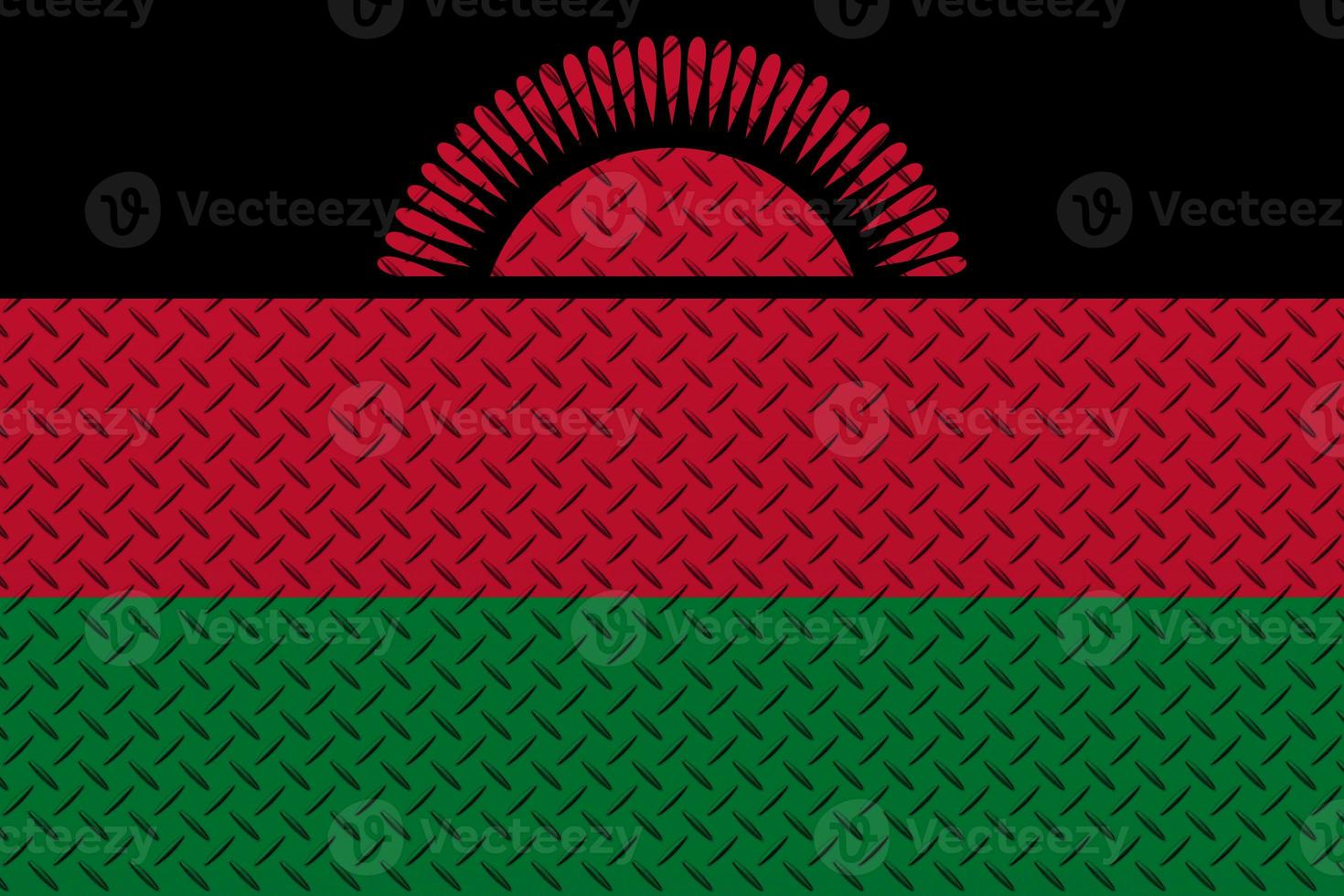 3D Flag of Malawi on a metal photo