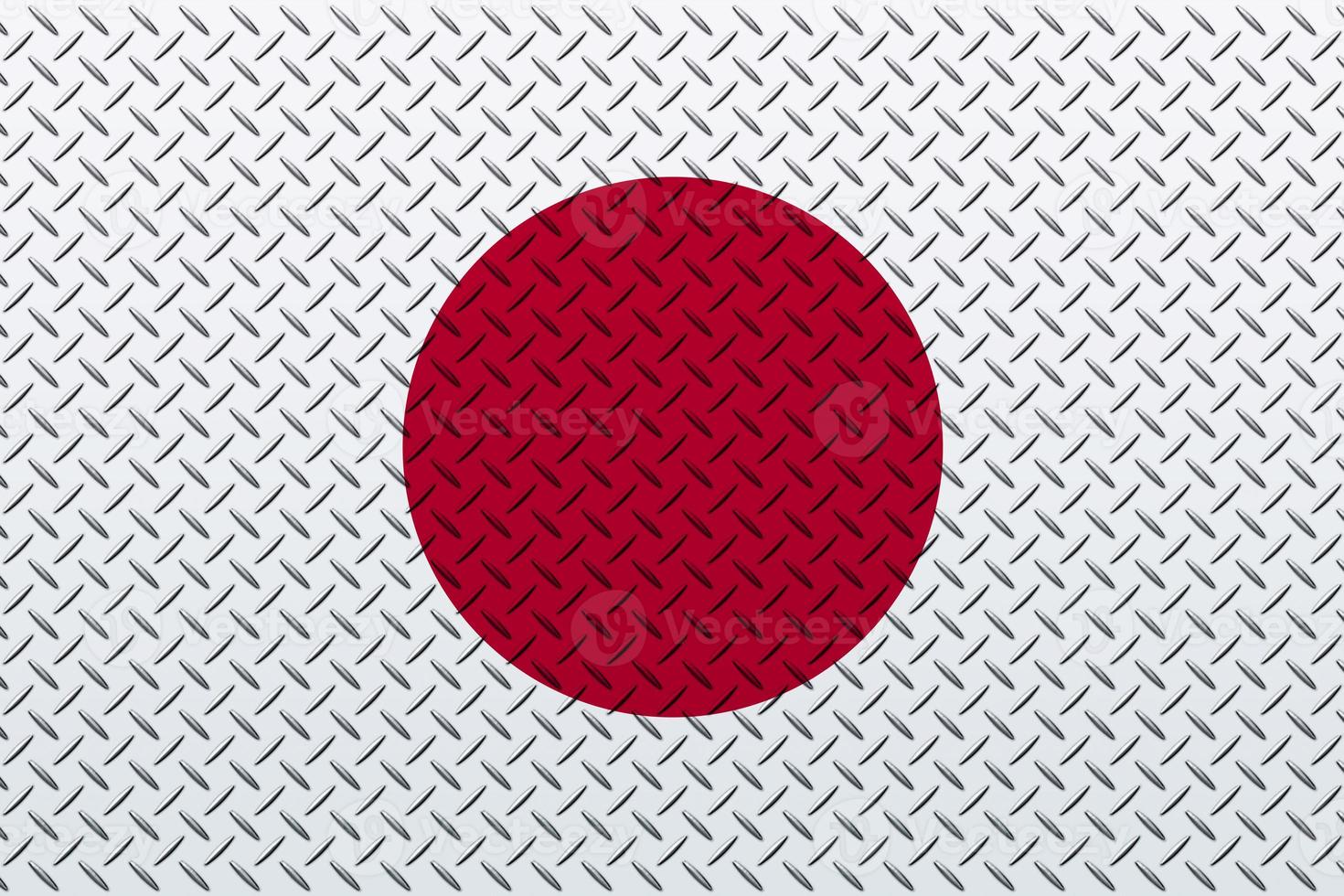 3D Flag of Japan on a metal photo