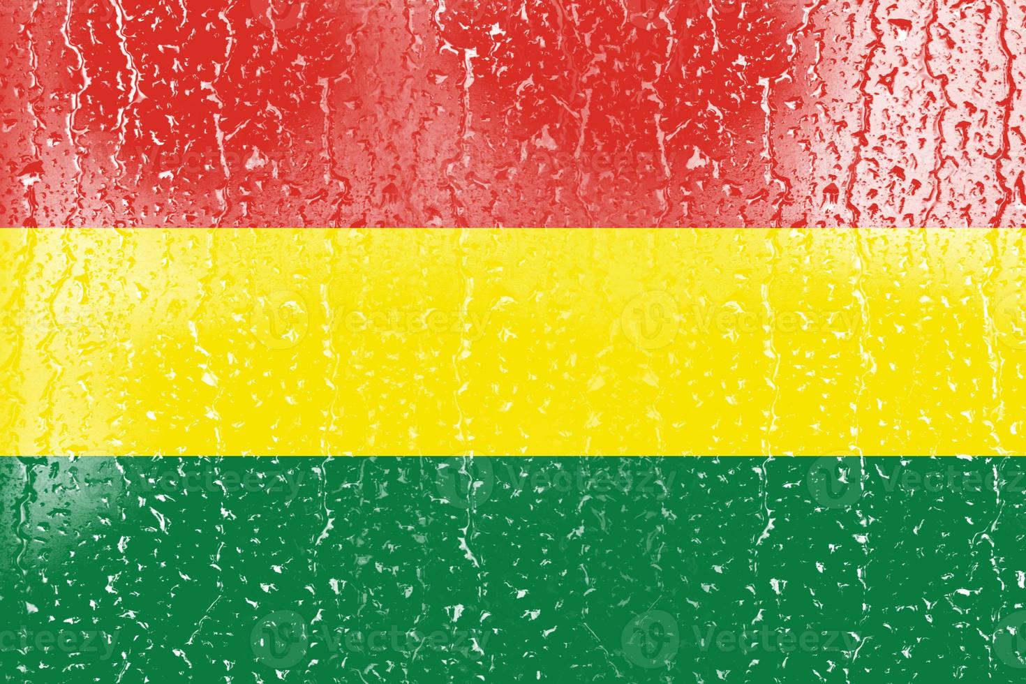 3D Flag of Bolivia on a glass photo