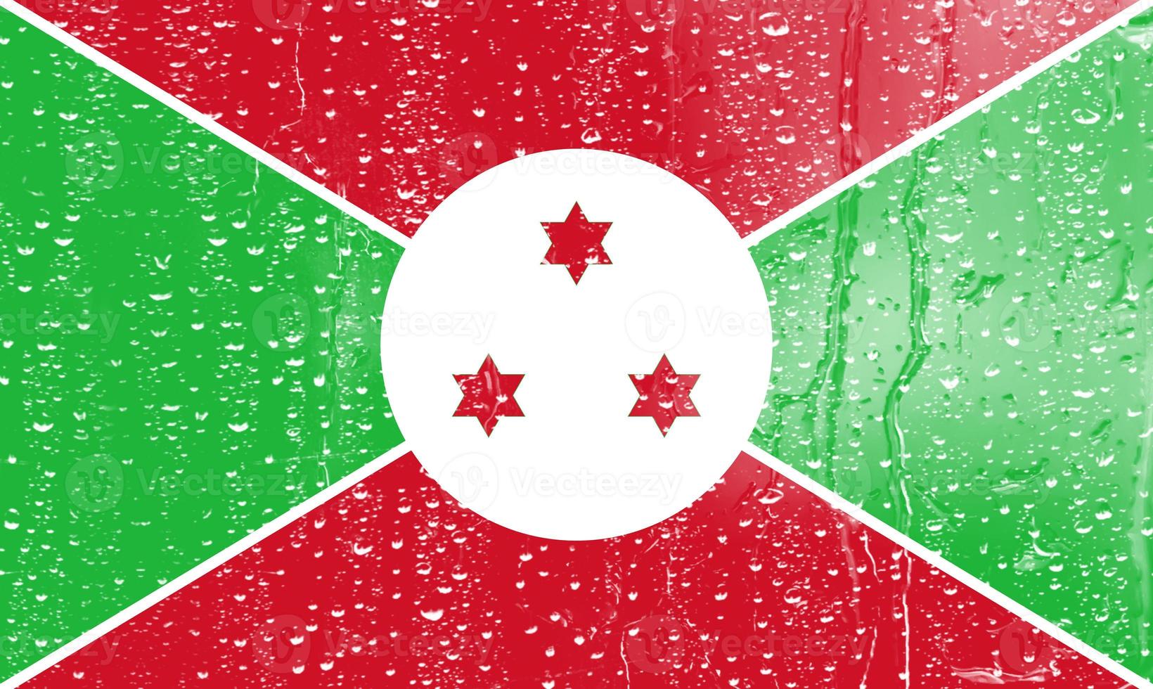 3D Flag of Burundi on a glass photo
