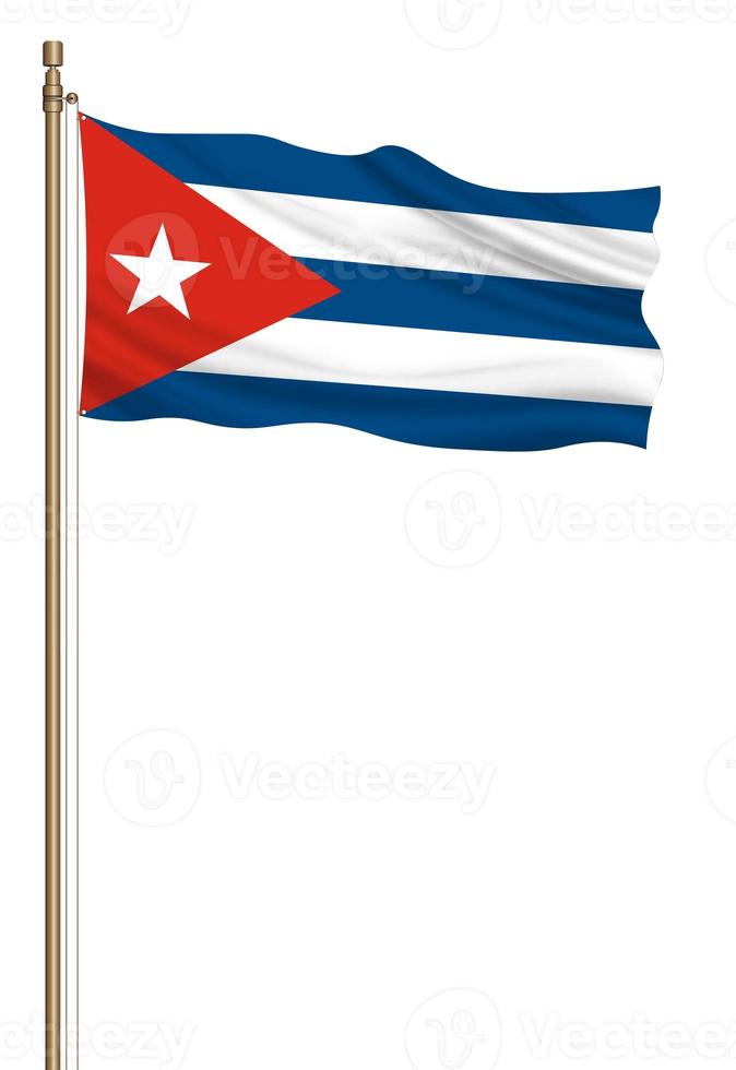 3D Flag of Cuba on a pillar photo