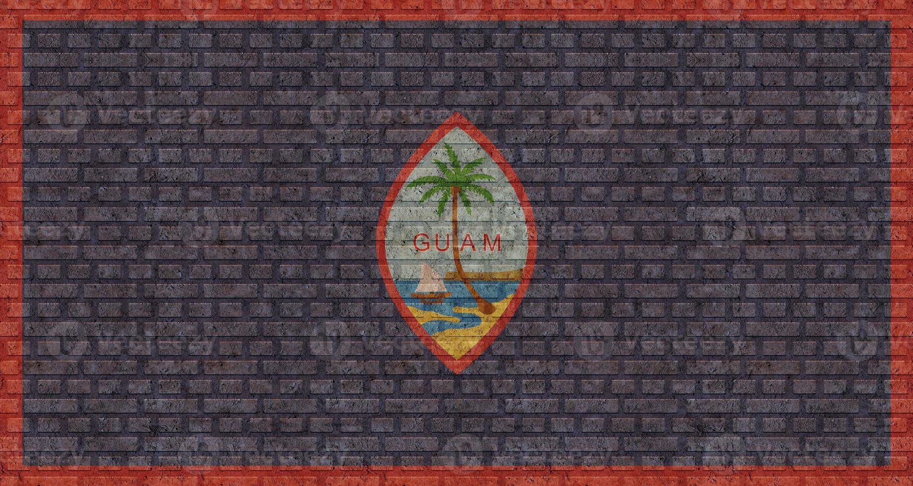 3D Flag of Guam on brick wall photo