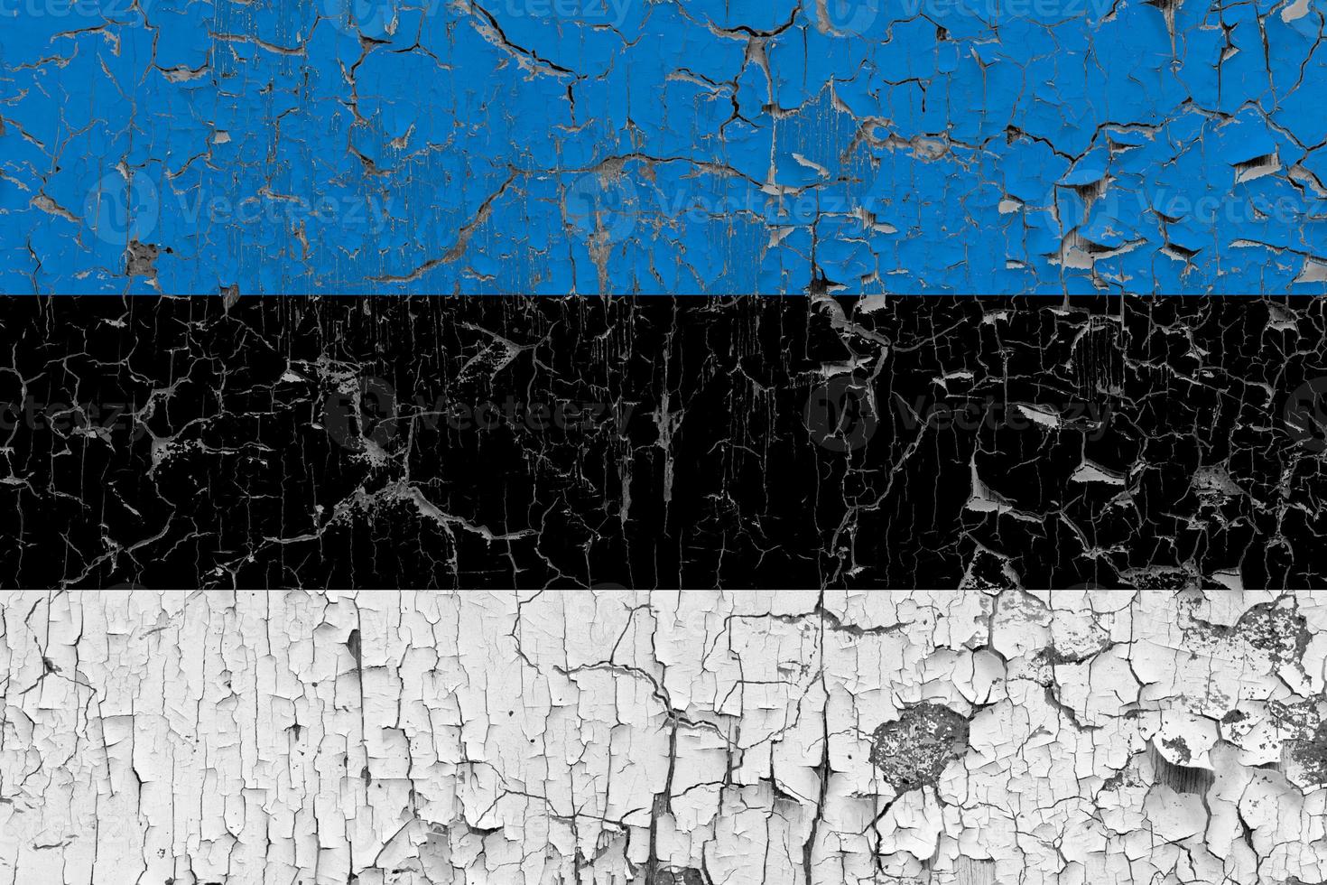 3D Flag of Estonia on stone wall photo