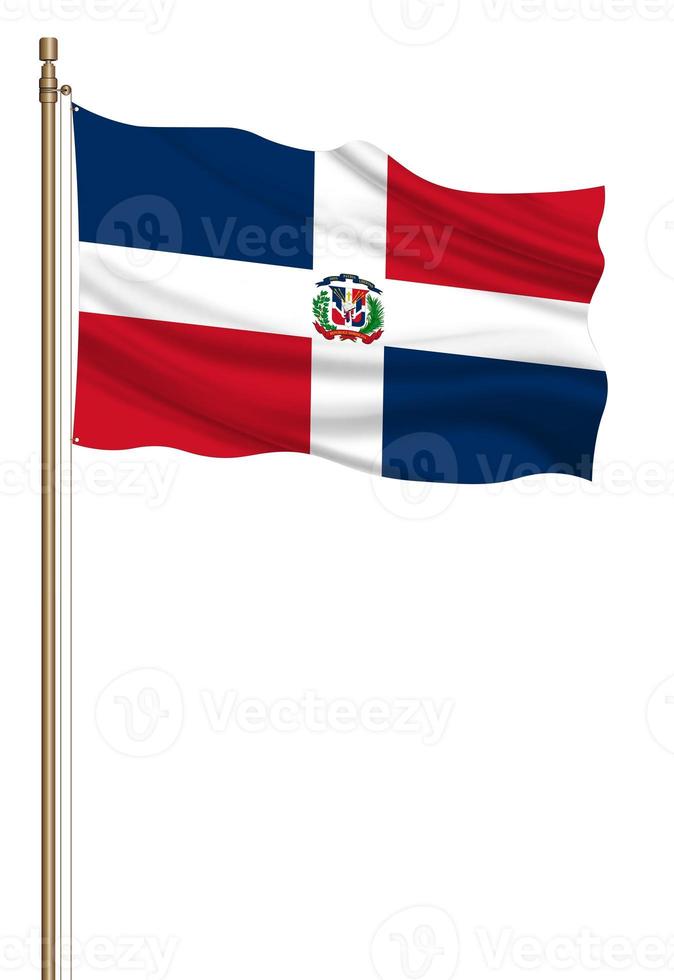 3D Flag of Dominican Republic on a pillar photo