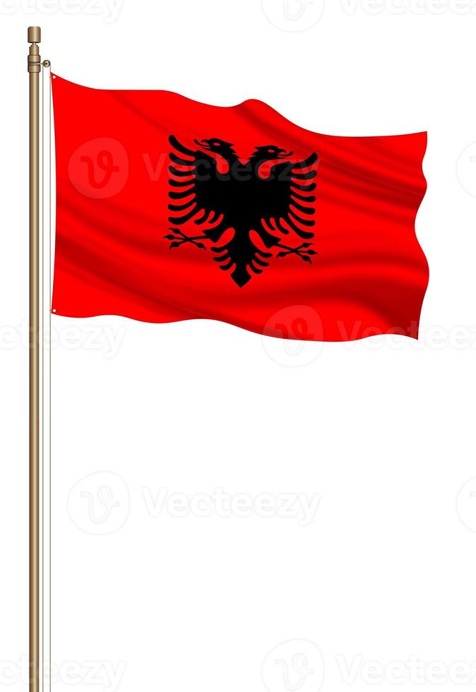 3D Flag of Albania on a pillar photo