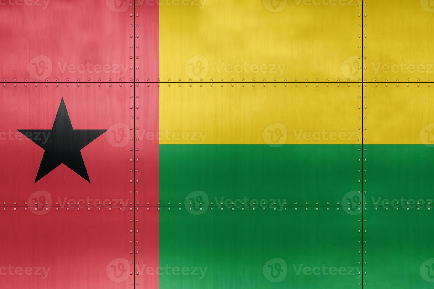 3D Flag of Guinea-Bissau on metal photo