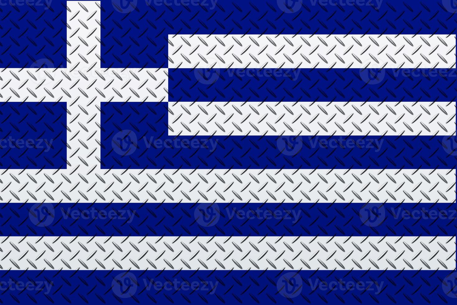 3D Flag of Greece on a metal photo