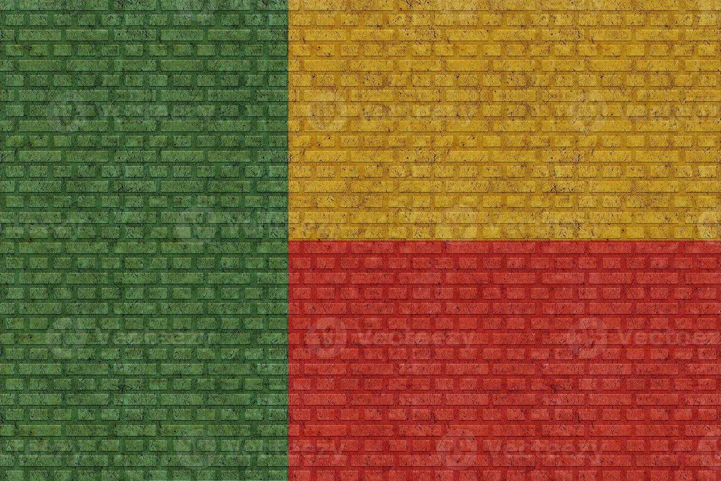3D Flag of Benin on brick wall photo