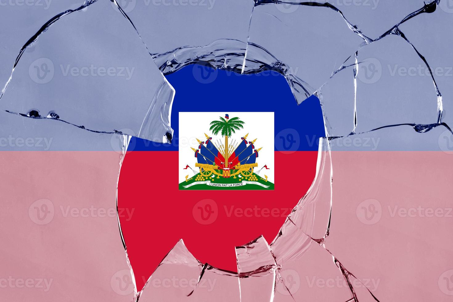 3D Flag of Haiti on glass photo