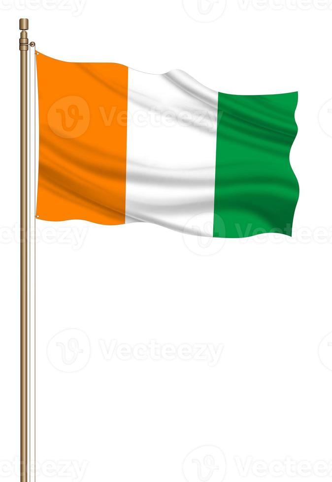 3D Flag of Ivory Coast on a pillar photo