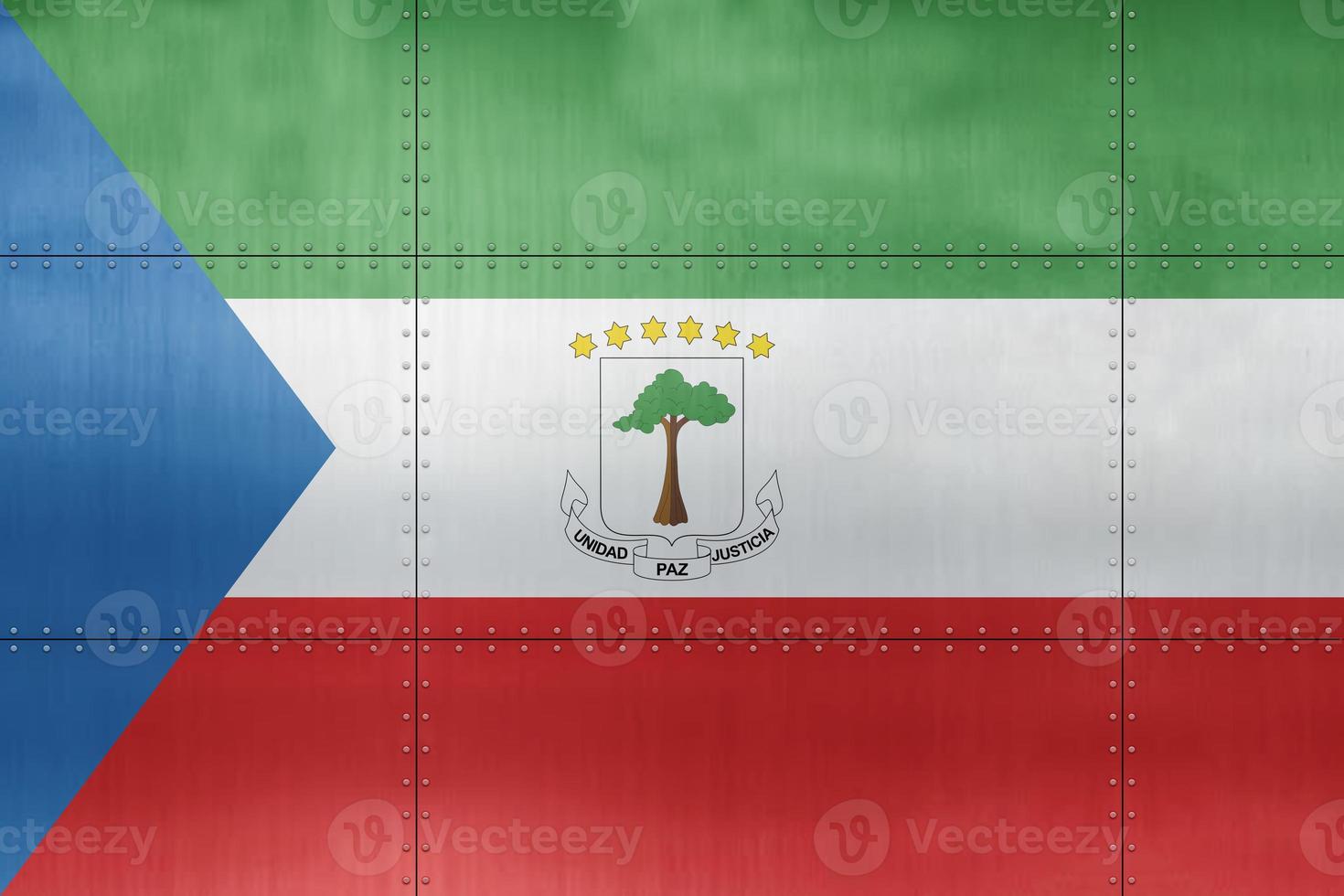 3D Flag of Equatorial Guinea on metal photo
