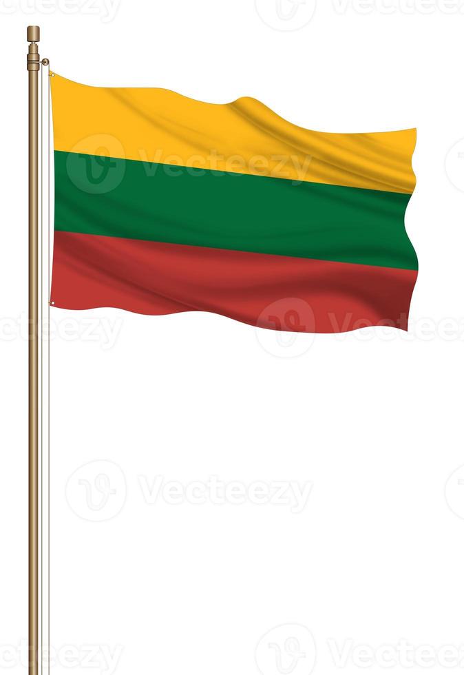 3D Flag of Lithuania on a pillar photo