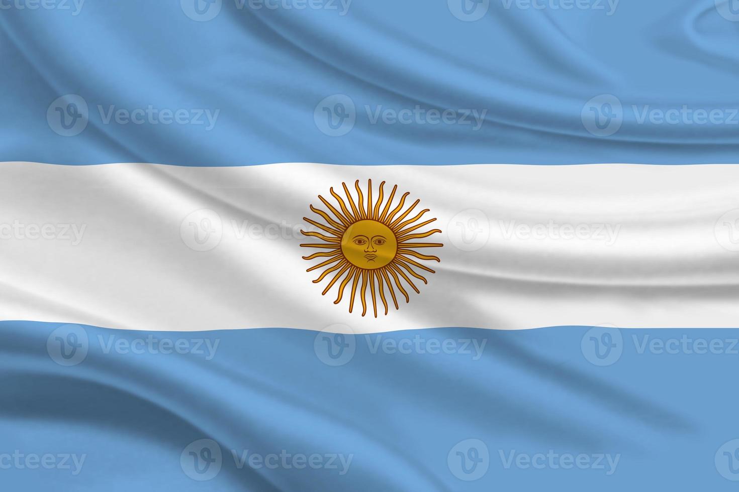 3D Flag of Argentina on fabric photo