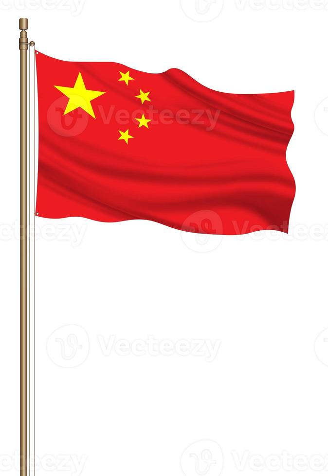 3D Flag of China on a pillar photo