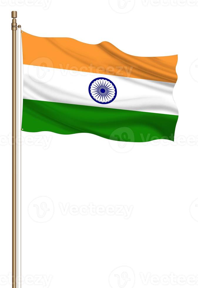 3D Flag of India on a pillar photo