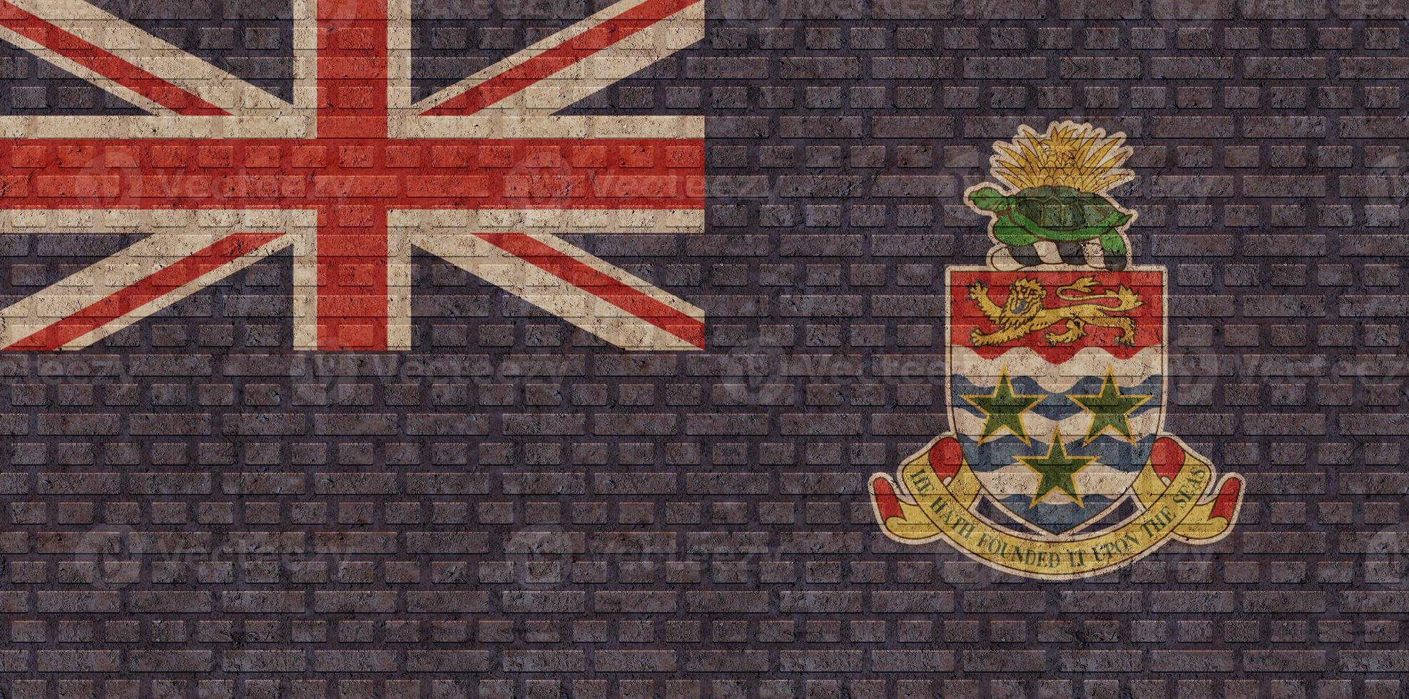 3D Flag of Cayman Islands on brick wall photo