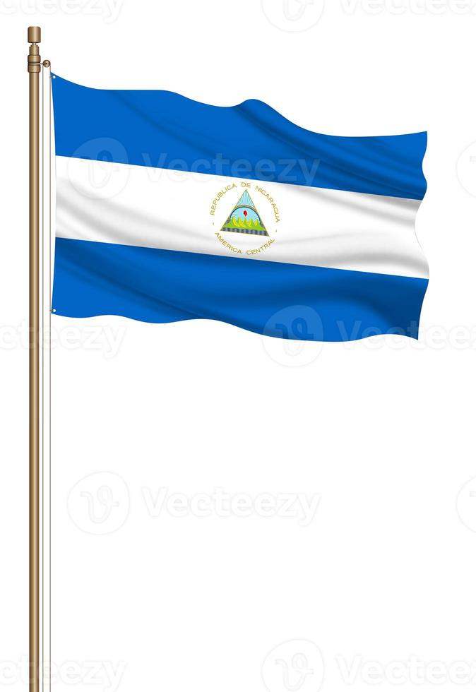 3d bandera de Nicaragua en un pilar foto