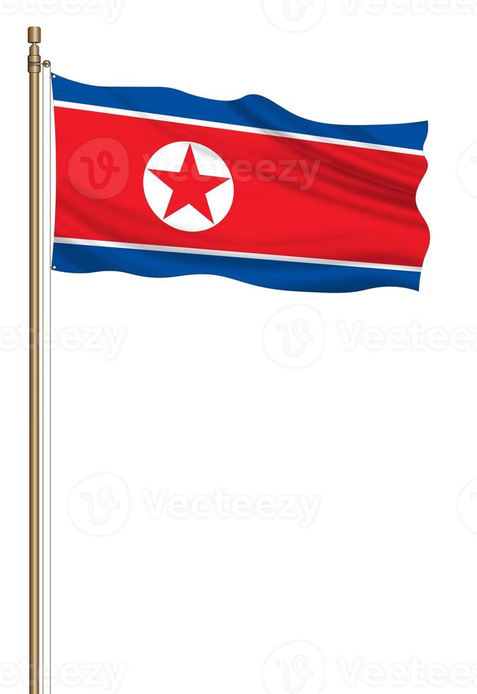 3d bandera de norte Corea en un pilar foto