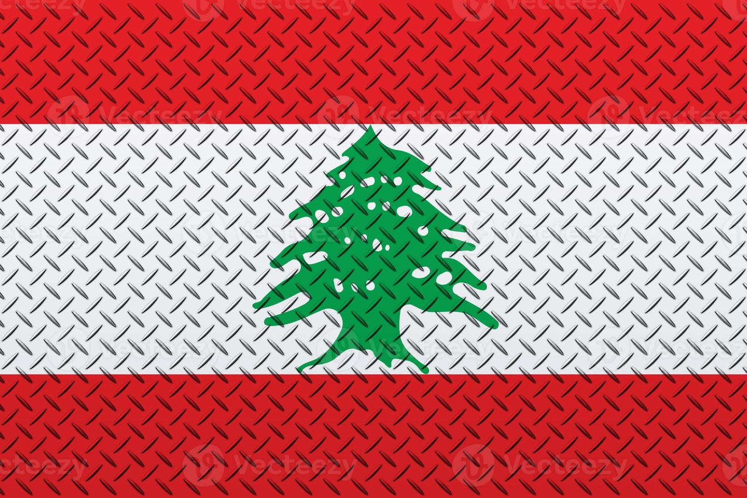 3D Flag of Lebanon on a metal photo