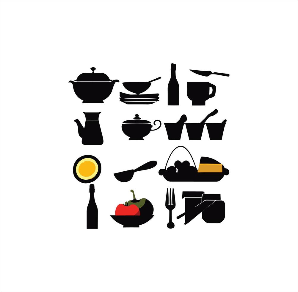 Beautiful vector icons of kitchen.