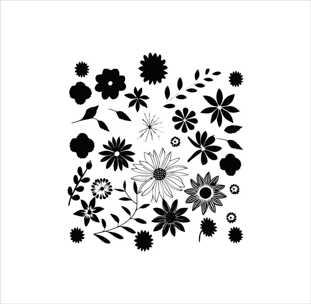 Pretty flower pattern design silhouette art. vector