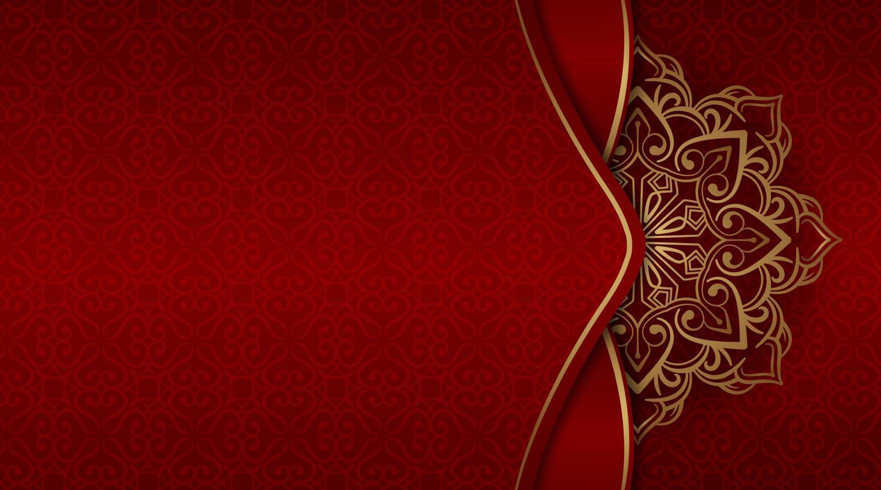 red luxury background, with gold mandala ornament vector