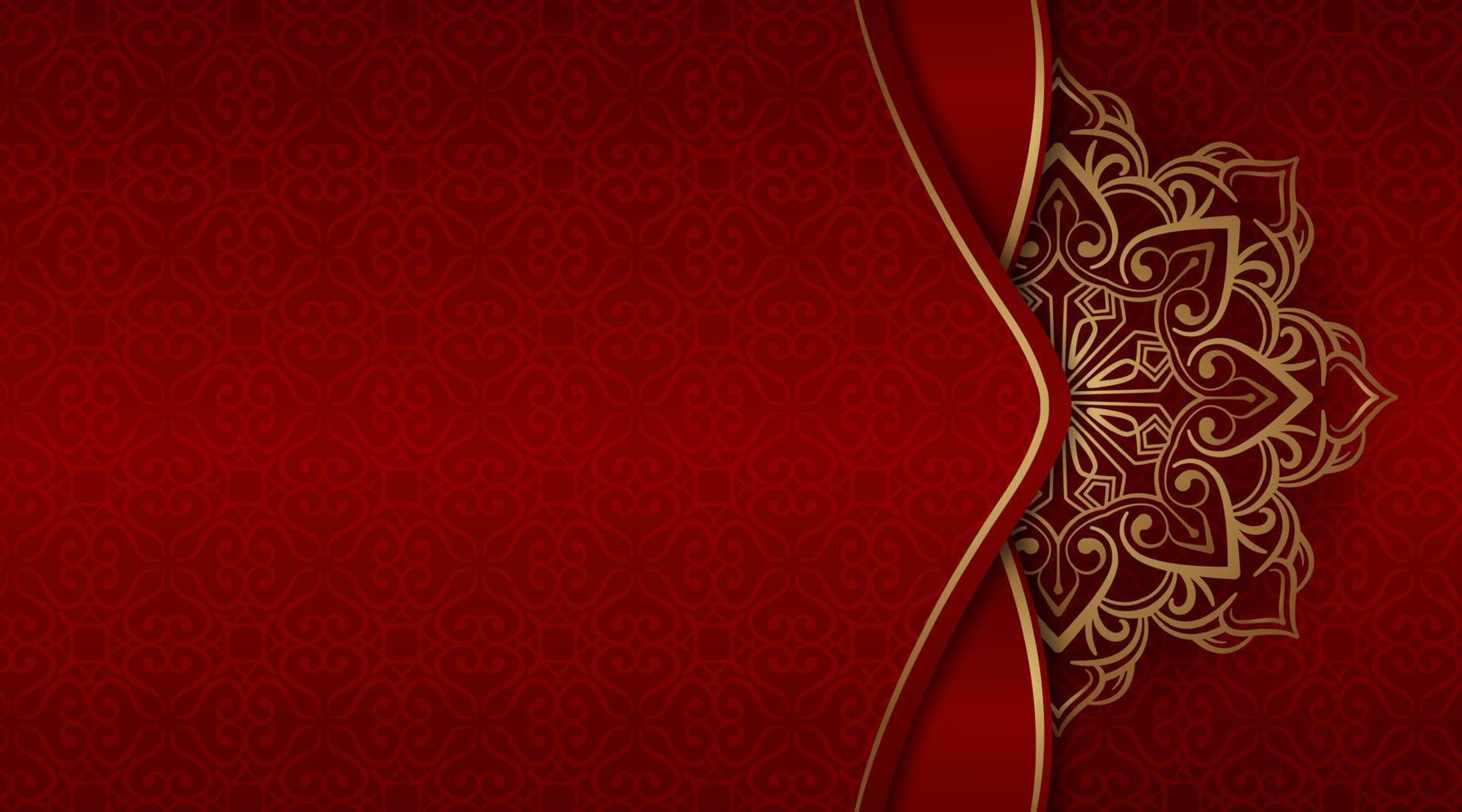 red luxury background, with gold mandala ornament vector