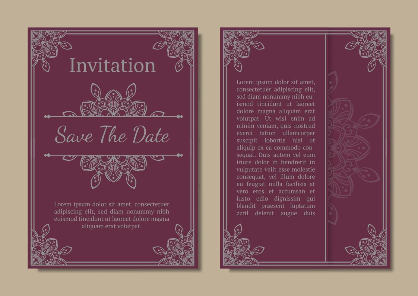 vintage invitation card, with mandala ornament vector