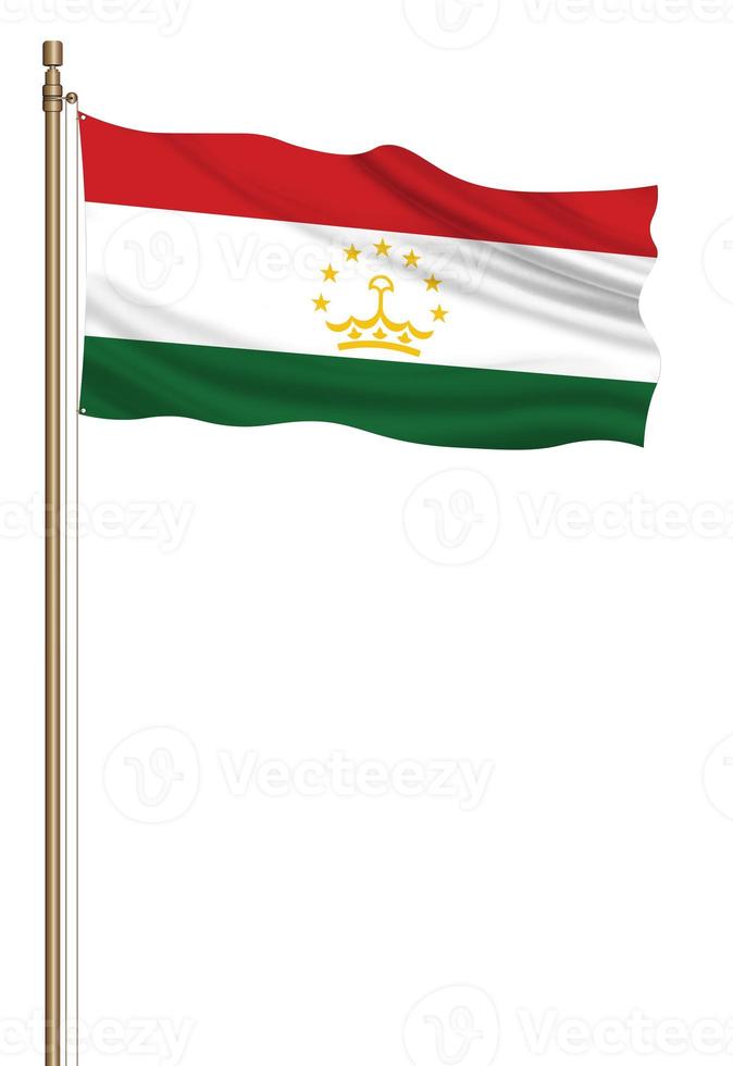 3D Flag of Tajikistan on a pillar photo