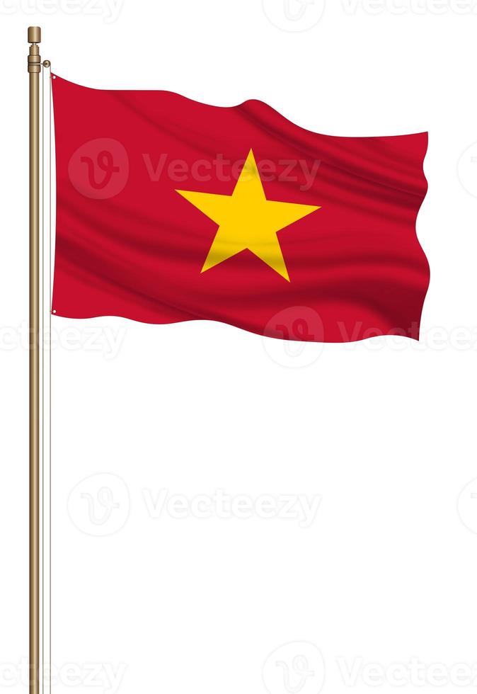 3D Flag of Vietnam on a pillar photo