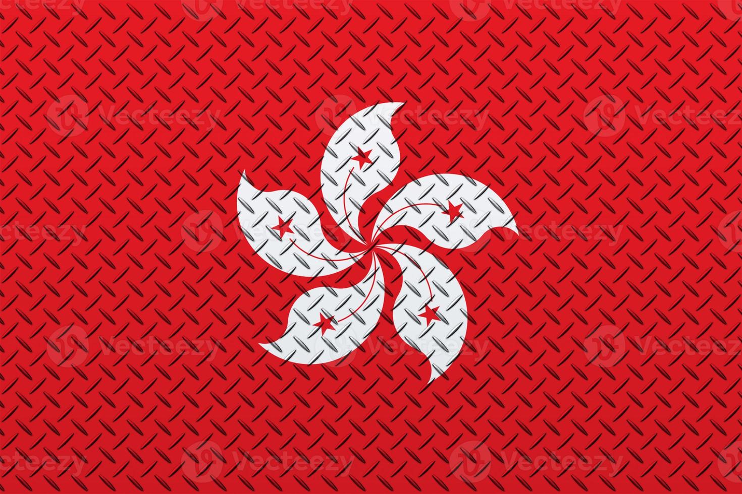 3D Flag of Hong Kong on a metal photo