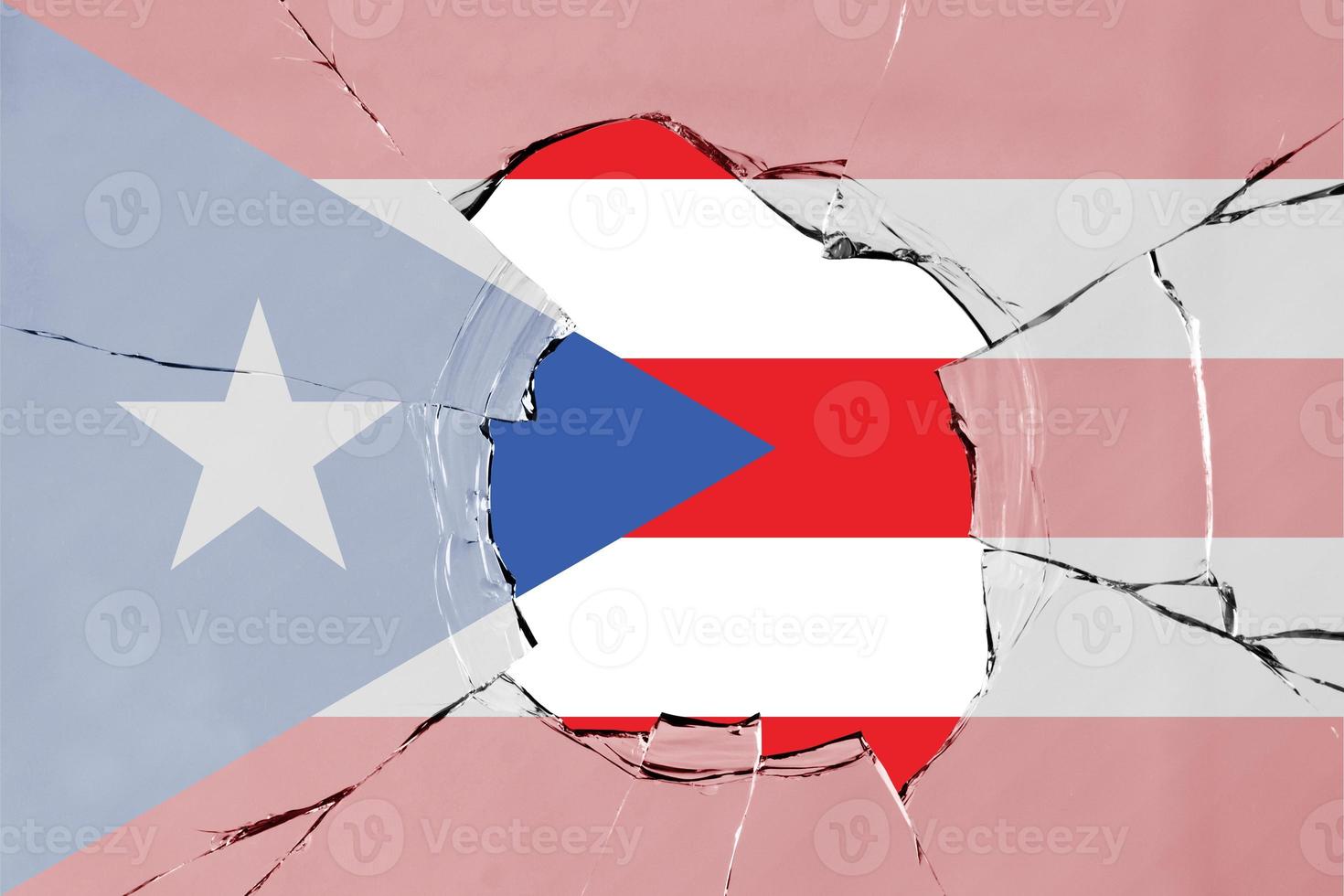 3D Flag of Puerto Rico on glass photo